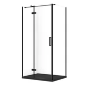 Kabiny prysznicowe - Kabina prysznicowa Cersanit Jota 100x80x195 prostokątna czarny transparentne z brodzikiem tako slim czarny mat S601-397 - miniaturka - grafika 1