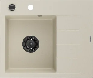 Mexen Ben zlewozmywak granitowy 1-komorowy z ociekaczem prawy 600 x 500 mm, beżowy, syfon czarny - 6523605000-69-B - Zlewozmywaki - miniaturka - grafika 1