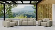Meble ogrodowe - Zestaw ogrodowy MALIBU na taras 2+1+1, tkanina Odyssey, Ciemnobeżowy - miniaturka - grafika 1