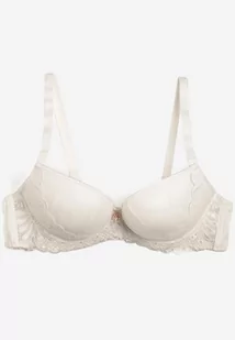 Jasnobeżowy Biustonosz Push Up z Koronką Nimffea - Biustonosze - miniaturka - grafika 1