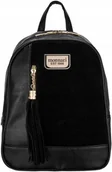 Plecaki - Plecak MONNARI CZARNY ZAMSZ ZAWIESZKA Kieszonka LOGO - miniaturka - grafika 1