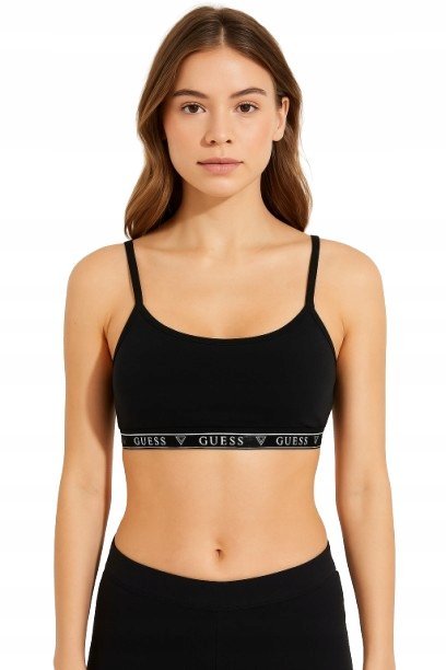 Guess Czarny Miękki Biustonosz Damski z Logowaną Taśmą XS Gna