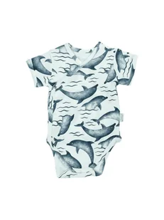 Niemowlęce body bawełniane z krótkim rękawem z motywem delfinów białe Nicol,r.56 - Body dla niemowląt - miniaturka - grafika 1