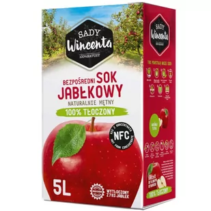 Sady Wincenta Bezpośredni sok 100% jabłkowy NFC 5 l - Soki i napoje niegazowane - miniaturka - grafika 1