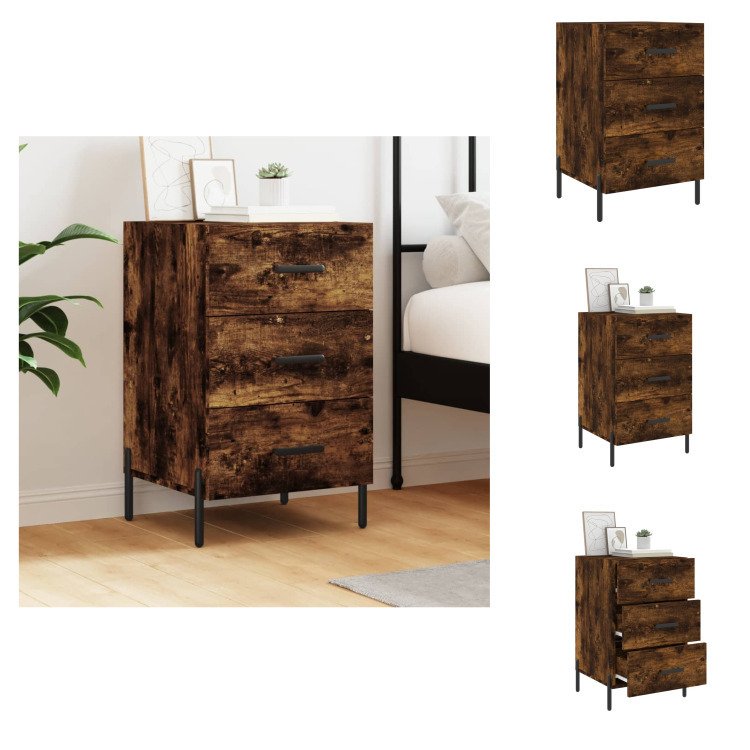 vidaXL Szafka nocna dąb wędzony 40x40x66 cm materiał drewnopochodny - Szafki nocne