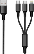 Kable USB - Kabel USB 2GO USB-A - USB-C + microUSB + Lightning 3 m Czarny (797154) - miniaturka - grafika 1