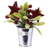 Sztuczne kwiaty - Sztuczna Jarzębina Jagoda Kulki Czerwone Gwiazdki Dekoracja Świąteczna Do Stroika Roślina W Doniczce - miniaturka - grafika 1