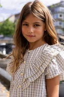 Bluzki dla dziewczynek - Konges Sløjd bluzka bawełniana dziecięca kolor niebieski wzorzysta - miniaturka - grafika 1