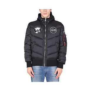 ALPHA INDUSTRIES Męska kurtka puchowa z kapturem Voyager Fd, czarny, M - Kurtki męskie - miniaturka - grafika 1