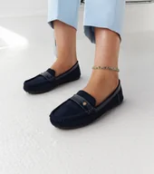 Mokasyny damskie - Granatowe materiałowe mokasyny Fombio -37 - miniaturka - grafika 1