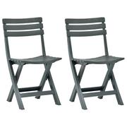 Fotele i krzesła ogrodowe - vidaXL Składane krzesła ogrodowe, 2 szt., plastikowe, zielone - miniaturka - grafika 1