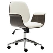 Fotele i krzesła biurowe - vidaXL Krzesło biurowe, białe, gięte drewno i sztuczna skóra - miniaturka - grafika 1