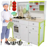 Zabawki AGD - WIELKA DREWNIANA KUCHNIA DLA DZIECI EDUKACYJNA ZESTAW RĘKAWICA AKCESORIA Z1045 - miniaturka - grafika 1