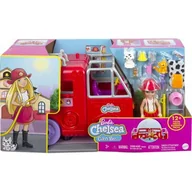 Lalki dla dziewczynek - Mattel Chelsea Wóz strażacki Zestaw do zabawy + lalka HCF86 HCK73 - miniaturka - grafika 1