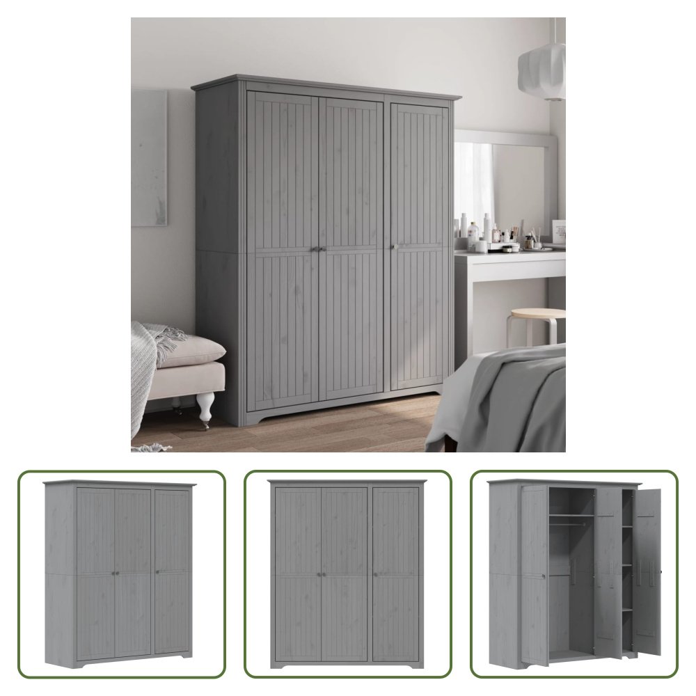 The Living Store Szafa BODO Grey 146x53,5x173 cm lite drewno sosnowe