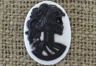 Półfabrykaty do biżuterii - [03616] Kamea czarna na białym tle 18*25mm - miniaturka - grafika 1