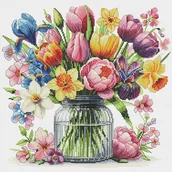 Pasmanteria - Haft krzyżykowy - Zestaw do haftu - Kwiatowa ekspresja - miniaturka - grafika 1