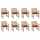 Fotele i krzesła ogrodowe - vidaXL Krzesła ogrodowe, 8 szt., czerwone poduszki, drewno tekowe! 3073067 - miniaturka - grafika 1