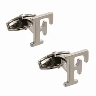 Spinki do mankietów i krawatów - Spinki do mankietów klasyczne srebrne - litera F - EM Men's Accessories - miniaturka - grafika 1