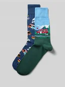 Skarpetki męskie - Skarpety z elastycznymi, prążkowanymi ściągaczami w zestawie 2 szt. - miniaturka - grafika 1