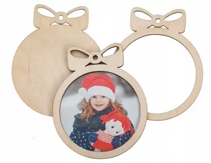 BOMBKA Z RAMKĄ ze sklejki drewniana zawieszka 10cm - Bombki BOMBKA Z RAMKĄ ze sklejki drewniana zawieszka 10cm - Bombki - miniaturka - grafika 1