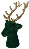 Ozdoby bożonarodzeniowe - Głowa renifera welurowa, zielona, stojąca, 10x8,5x20 cm - miniaturka - grafika 1