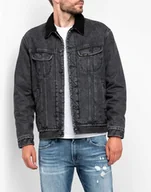 Kurtki męskie - Lee Sherpa Rider Męska Kurtka Jeansowa Black Stone L87Affic-L - miniaturka - grafika 1