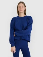 Bluzy damskie - 4F Bluza dresowa oversize nierozpinana bez kaptura damska - granatowa L - miniaturka - grafika 1