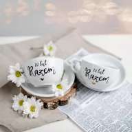 Filiżanki - Zestaw filiżanek 250 ml ze spodkami  - 20 lat razem ZŁOTE SERCE - miniaturka - grafika 1