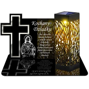 ZNICZ SOLARNY LED WIECZNY PODSTAWKA NA CMENTARZ GRÓB lampka Krzyż 3D DLA SYNA - Lampiony i znicze - miniaturka - grafika 1