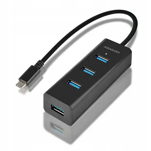 Wejście USB Axagon USB-C 4x USB 3.0 Micro USB HUE-S2C) Czarny - Huby USB - miniaturka - grafika 1
