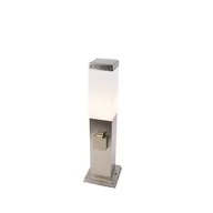 Lampy ogrodowe - QAZQA Nowoczesna lampa zewnętrzna 45 cm stal z gniazdem IP44 - Malios - miniaturka - grafika 1