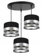 Lampy sufitowe - Lampa Sufitowa Wisząca Żyrandol Potrójna Abażur Chrom Srebrny Glamour - miniaturka - grafika 1