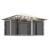 Altany ogrodowe - Altana z moskitierą i sznurem lampek LED, 4x3x2,73 cm, kremowa - miniaturka - grafika 1