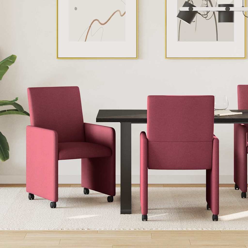 vidaXL Krzesła jadalne 2 pcs czerwone wino 57 x 66 x 94 cm tkanina