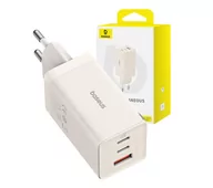 Ładowarki do telefonów - Baseus GaN5 2x USB-C + USB 65W + kabel 1m (biały) - miniaturka - grafika 1