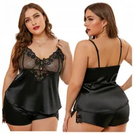 Bielizna nocna - Komplet koszulka szorty plus size koronka - XL - miniaturka - grafika 1