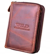 Portfele - Brązowy PIONOWY Portfel Męski na SUWAK Monety Skóra Naturalna Licowa ŚREDNI - miniaturka - grafika 1