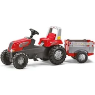 Jeździki dla dzieci - Rolly Toys Traktor Junior Rt Czerwony Z Przyczepą - miniaturka - grafika 1