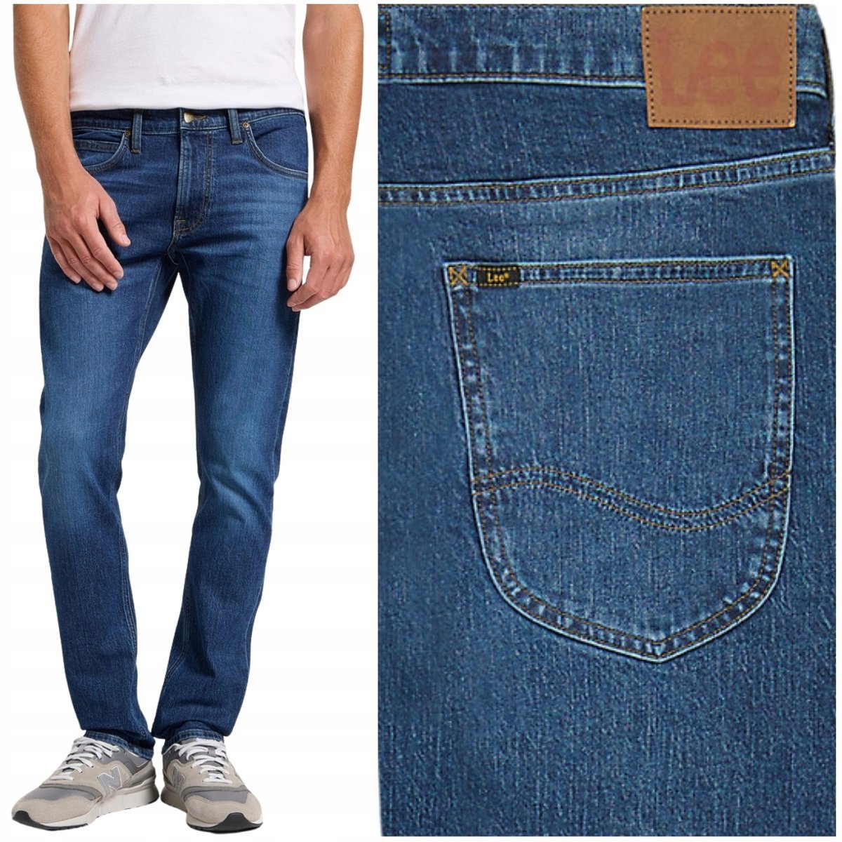 Lee LUKE SLIM Herald DżINS mocno zwężane ciemne spodnie jeansowe W36 L34