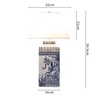 Lampy stojące - Lampa stołowa ceramiczna LADY Hamptons granatowa - miniaturka - grafika 1