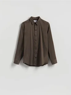 Reserved - Gładka koszula slim fit - brązowy - Koszule męskie - miniaturka - grafika 1