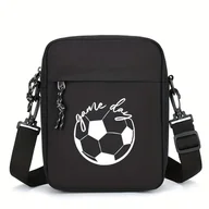 Inne - TEMU 1 Szt. Codzienna Torba Na Ramię Z Nadrukiem Piłki Nożnej, Regulowana Pętla, Zamknięcie Na Zamek, Podszewka Z Poliestru, Czyszczenie Włoską - miniaturka - grafika 1