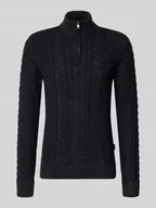 Swetry męskie - Sweter z dzianiny z zamkiem błyskawicznym model ‘BASIM’ - miniaturka - grafika 1