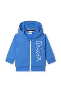 Bluzy i sweterki niemowlęce - BOSS bluza niemowlęca kolor granatowy z kapturem z nadrukiem - Boss - grafika 1