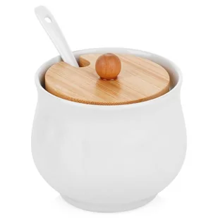 CUKIERNICA CUKIERNICZKA CERAMICZNA Z ŁYŻECZKĄ BIAŁA 139684 - Cukiernice - miniaturka - grafika 1