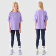 Legginsy - Legginsy Dziewczęce Spodnie 4F Dzianinowe Granatowe 4FJRAW24TTIGF239 Granatowy 122 - miniaturka - grafika 1