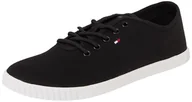 Koszulki i topy damskie - TOMMY HILFIGER Damskie płócienne sznurowane tenisówki Low Top, czarny (czarny), 3,5 UK, Czarny, 36 EU - miniaturka - grafika 1