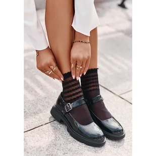 Lakierowane Półbuty Damskie Z Paskiem Czarne Vinceza 62179 - Półbuty damskie - miniaturka - grafika 1