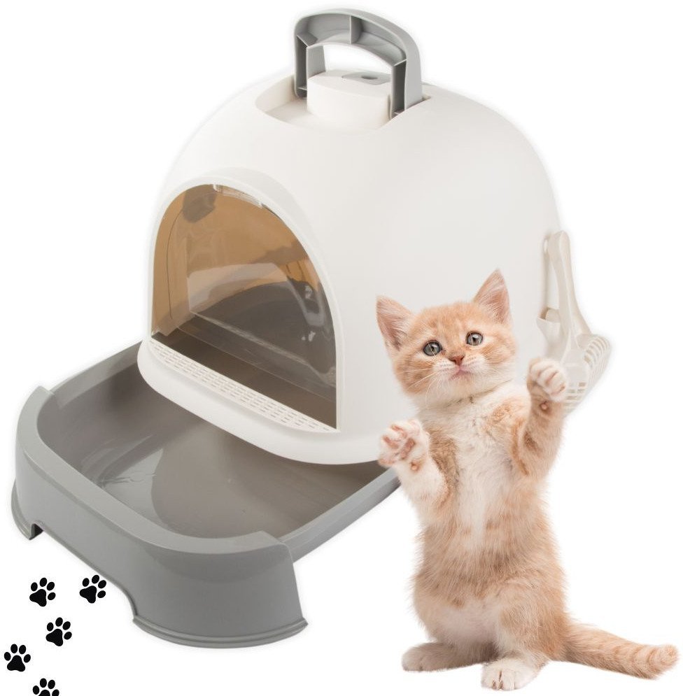 Kuweta dla kota duża zamknięta na żwirek łopatka wytrzymała wysuwana